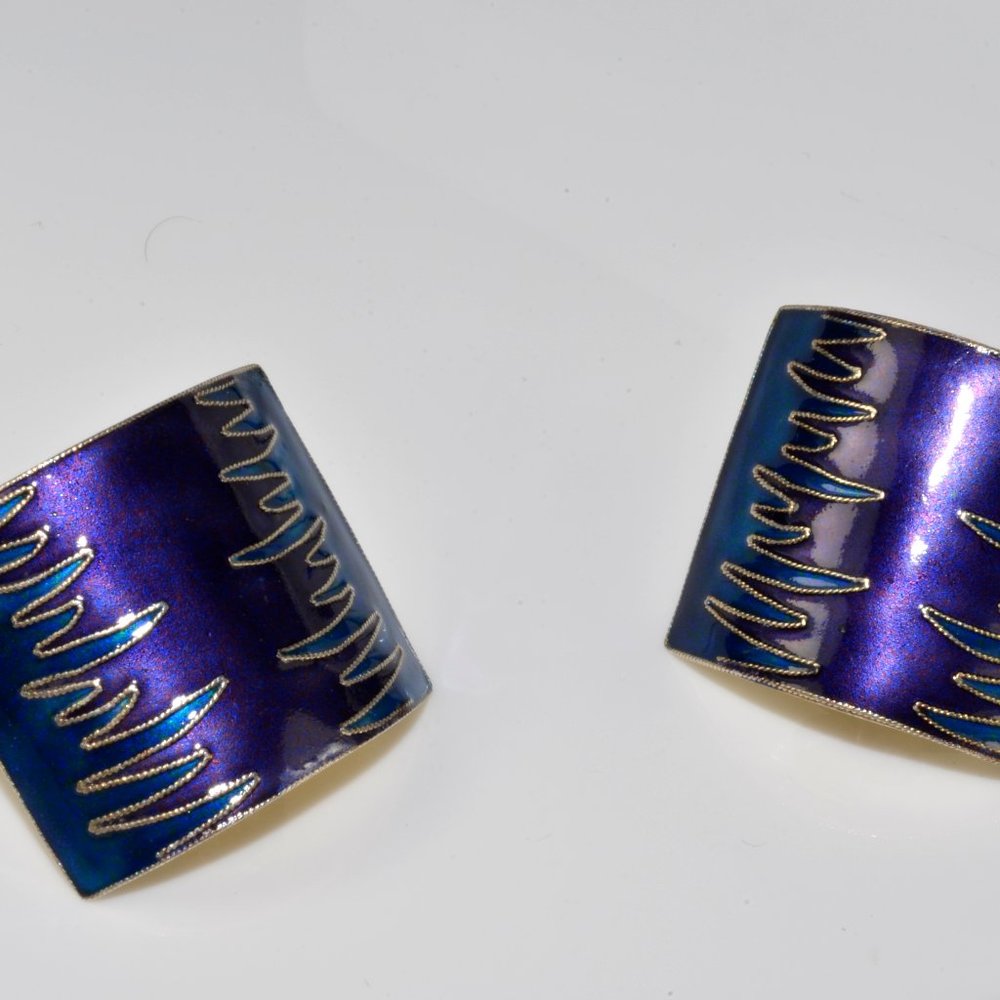 Beautiful Enameled Sterling Silver Earrings